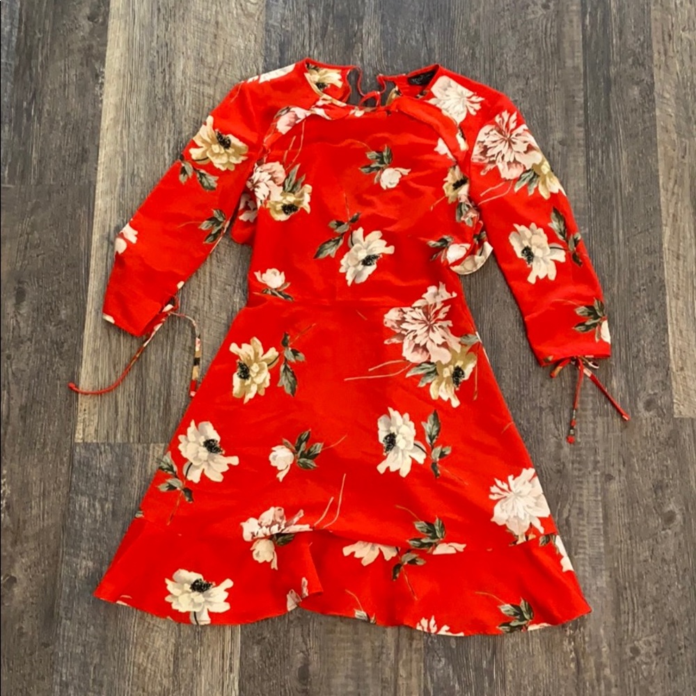 Topshop Floral Red Summer Dress
